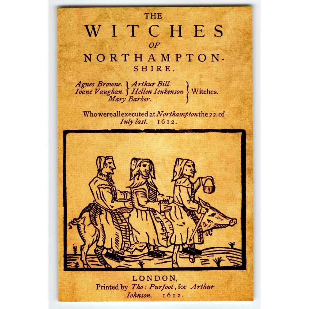 The Witches of Northamptonshire 1612 Woodcut Print 4x6 Historic Art